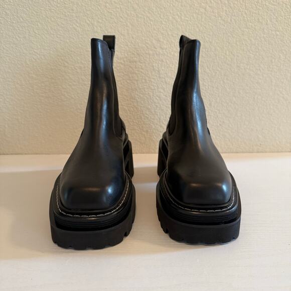 Sandro Paris Chelsea Ankle Boots Platform Black Leather Size 39 (US 8) - Picture 2 of 14